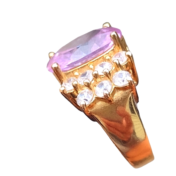 Sterling silver gold vermili ring with pinkish purple stone and czs size… - Picture 2 of 5